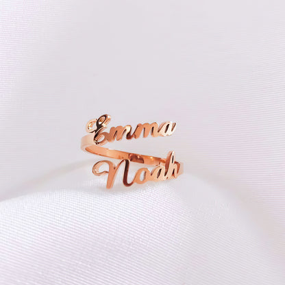 Personalized Two Names Ring