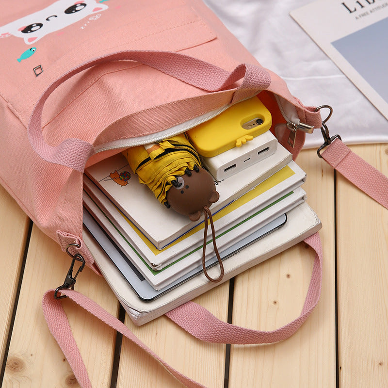 Cute Cat Printed Canvas Bag