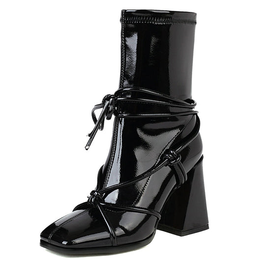 Black High Heels Ankle Boots For Women