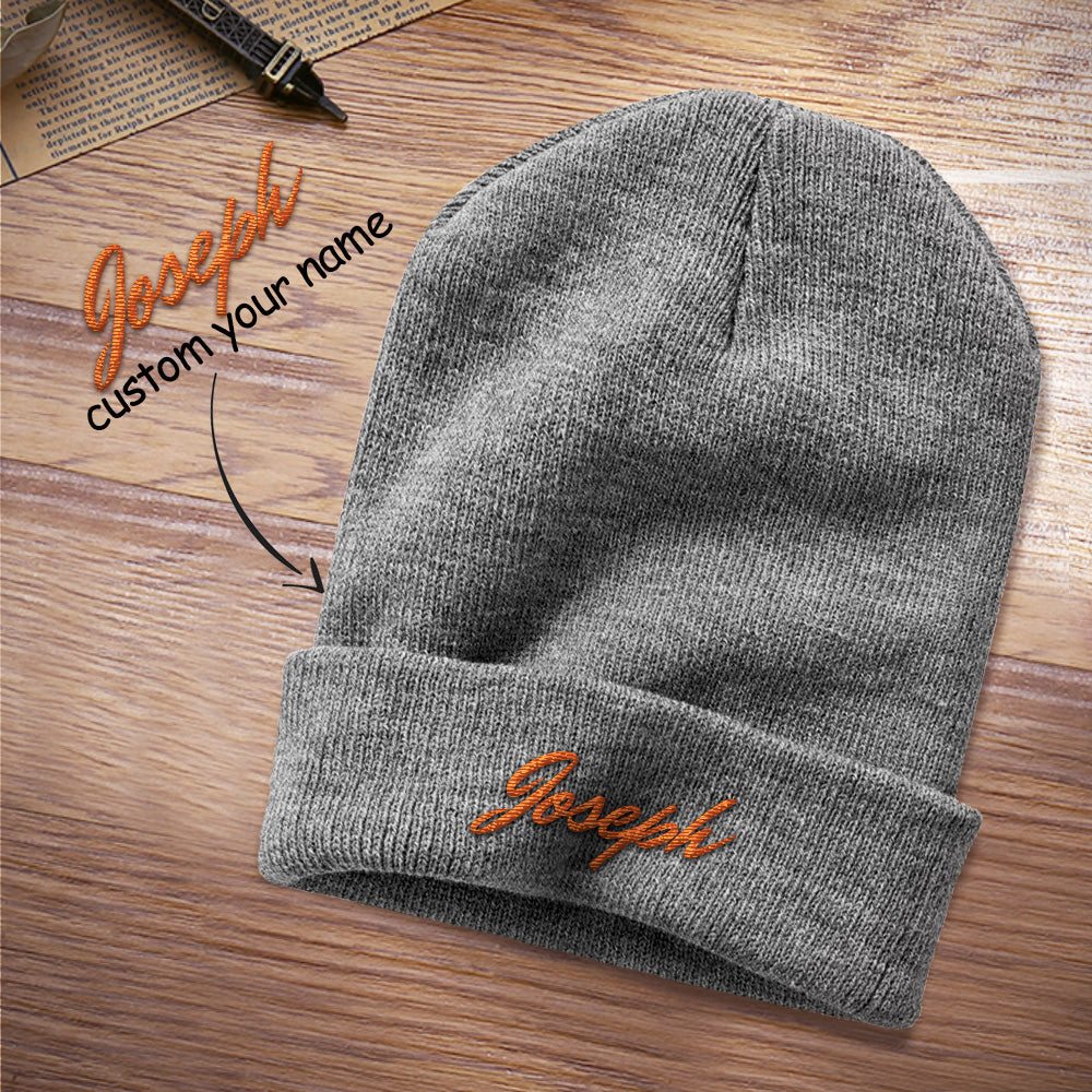 Custom Embroidered Beanie Personalized Winter Hat - 8 Colors