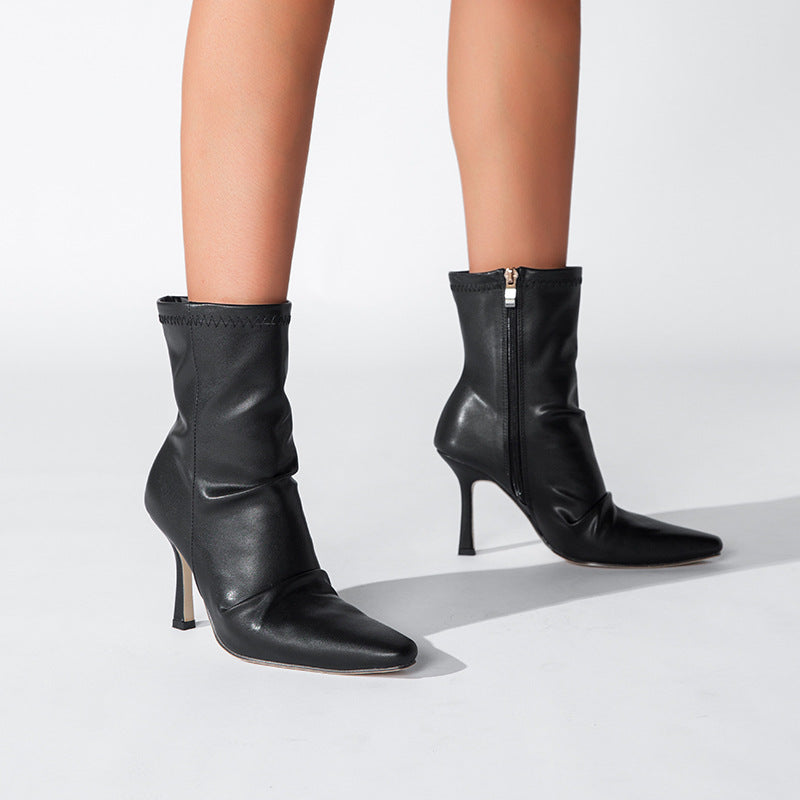 Pleated Short Boots