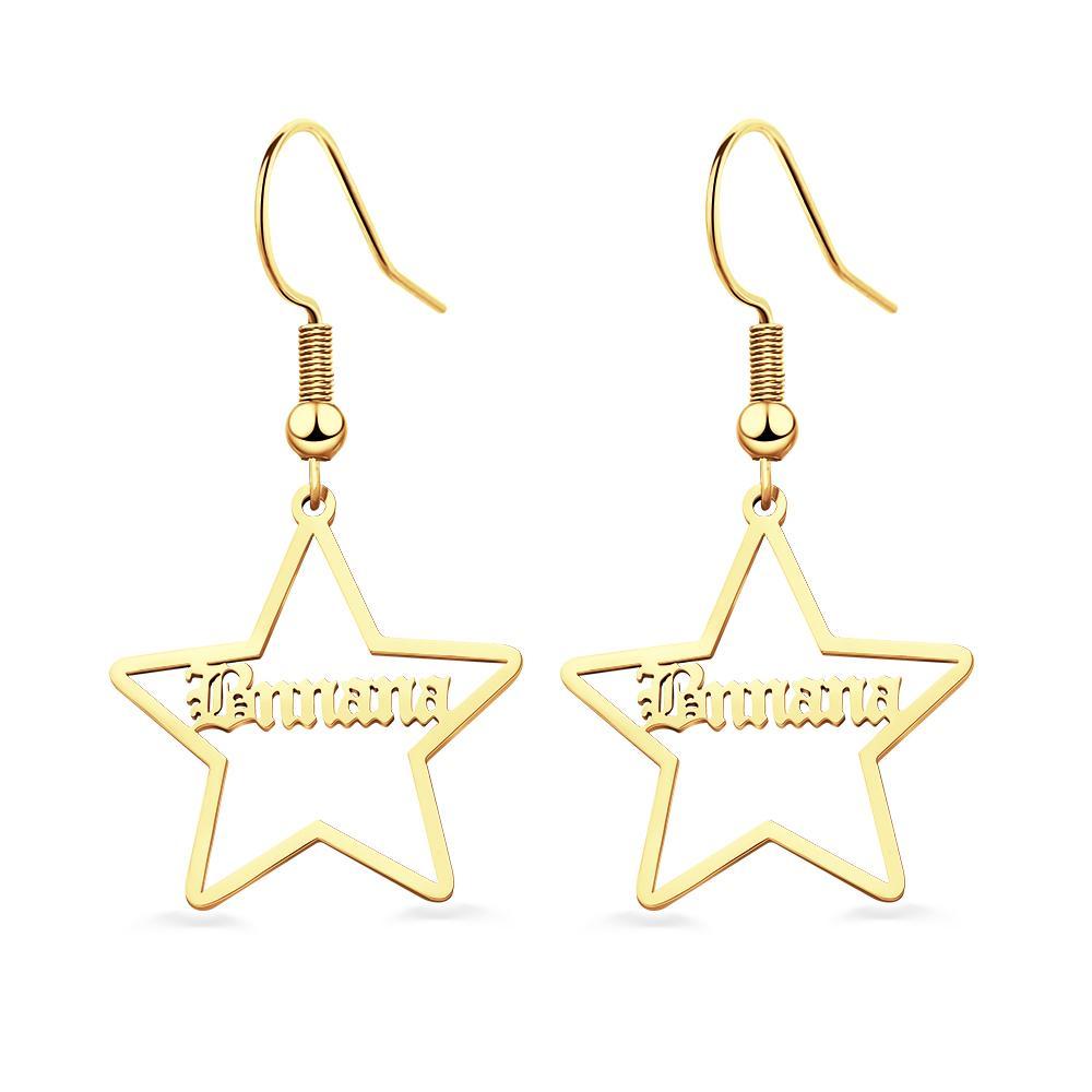 Custom Engraved Name Earrings Stainless Steel Star-shaped Earrings