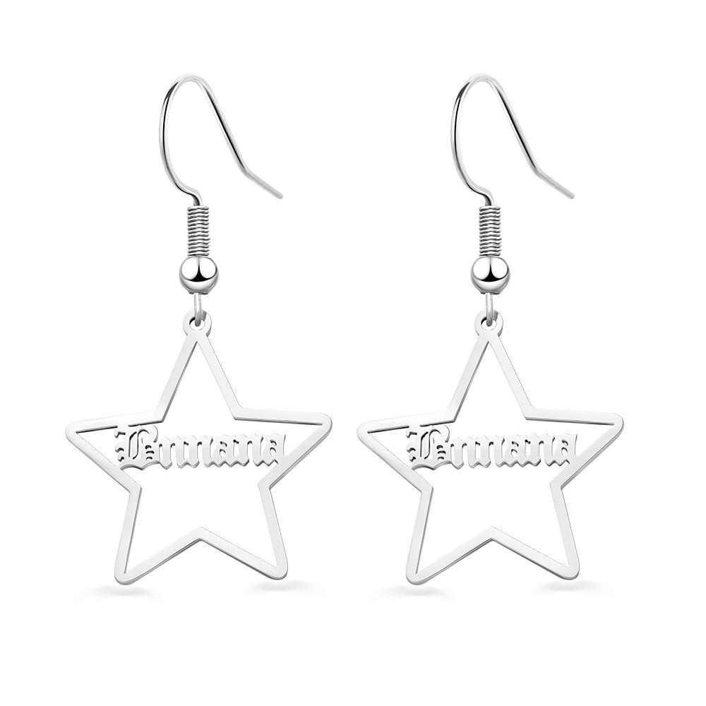 Custom Engraved Name Earrings Stainless Steel Star-shaped Earrings