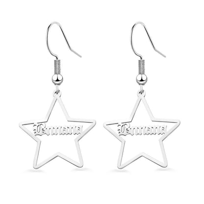 Custom Engraved Name Earrings Stainless Steel Star-shaped Earrings