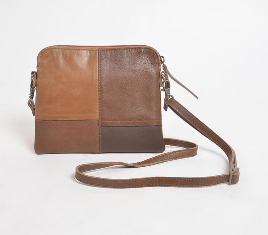 Colorblock Leather Sling Bag