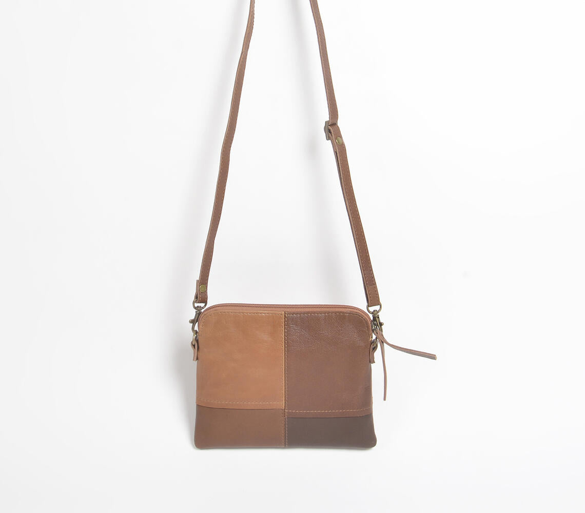 Colorblock Leather Sling Bag