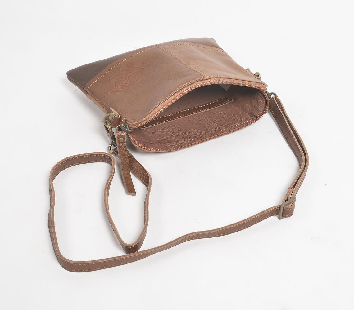 Colorblock Leather Sling Bag