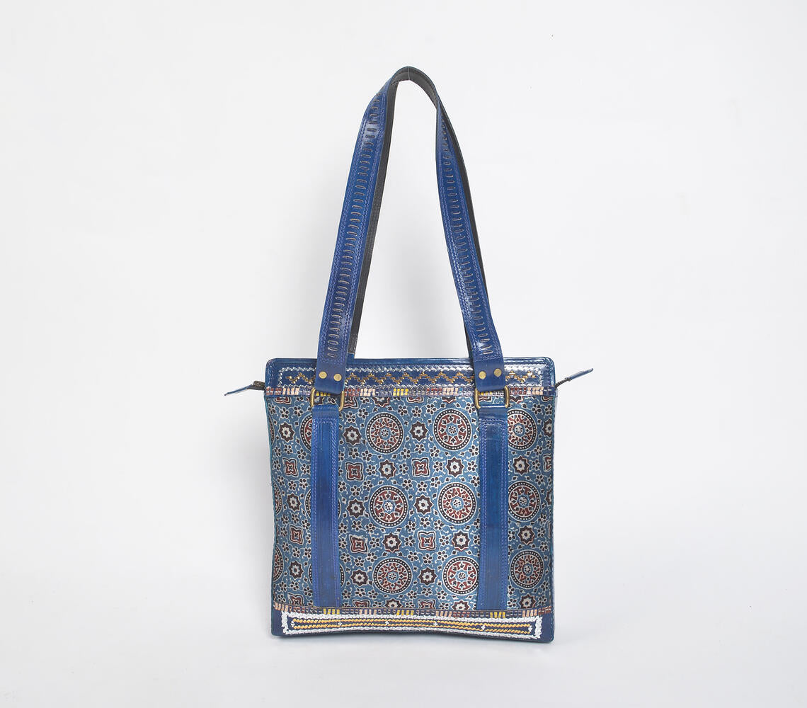 Floral Motifs Kutch Leather Handbag