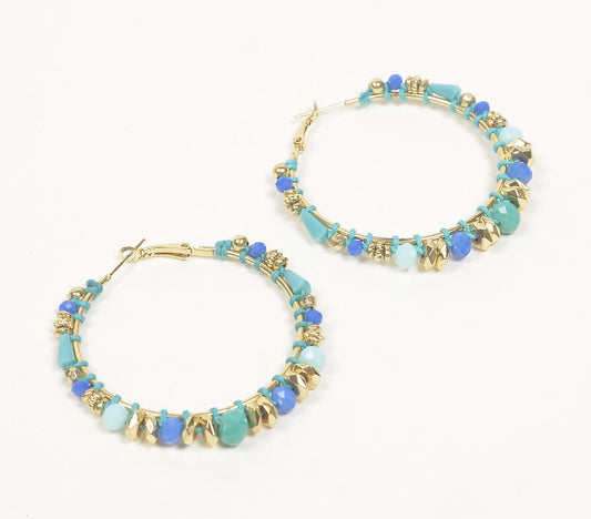 Oceanic Glass Bead Hoop Earrings