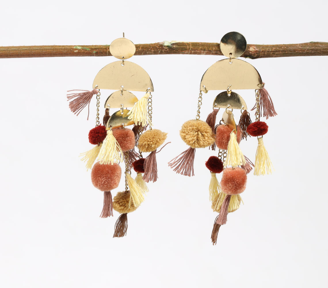 Gold-Toned Metal Chunky Drop Earrings