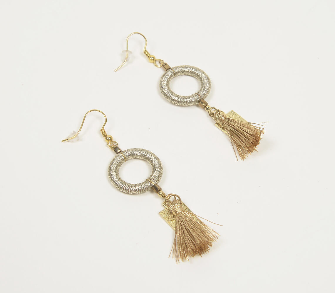 Tassled & Coiled Metallic Dangle Earrings