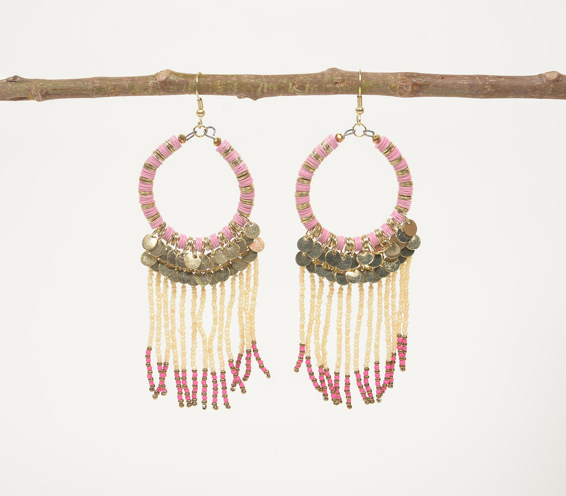 Beaded 'Pretty in Pink' Dangle Earrings