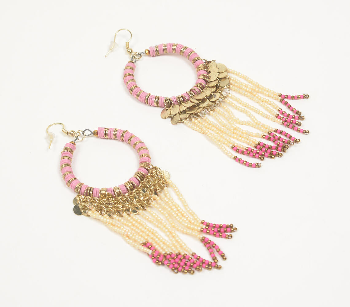 Beaded 'Pretty in Pink' Dangle Earrings