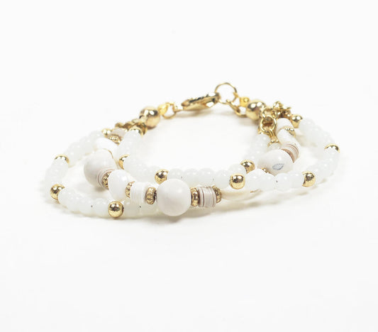 Gold-Toned Iron & Glass Beaded Bracelet with Extension Chain