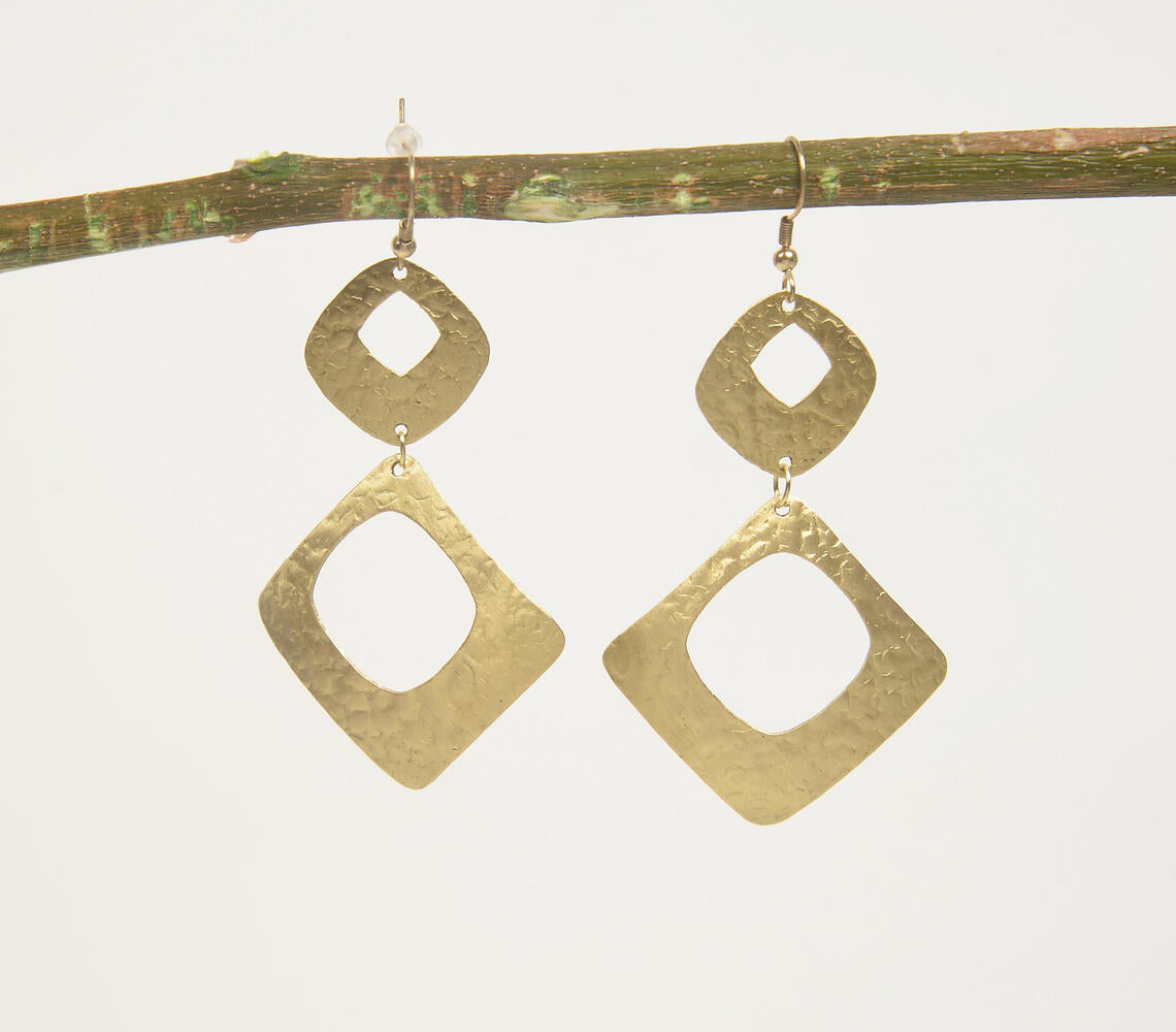 Gold-Toned Brass Geometric Dangle Earrings