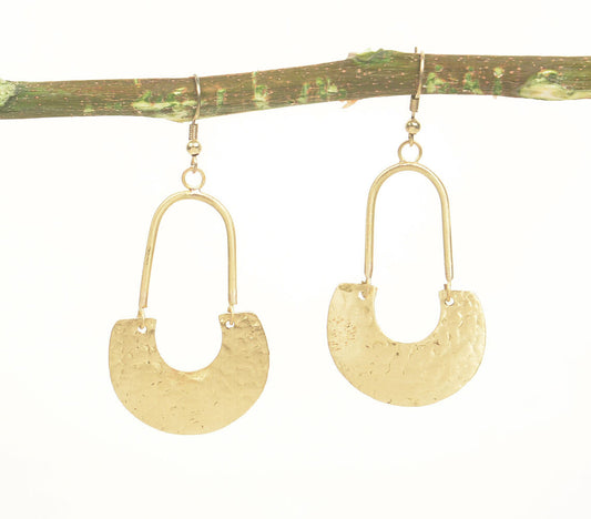 Gold-Toned Brass Elongated Lock Earrings