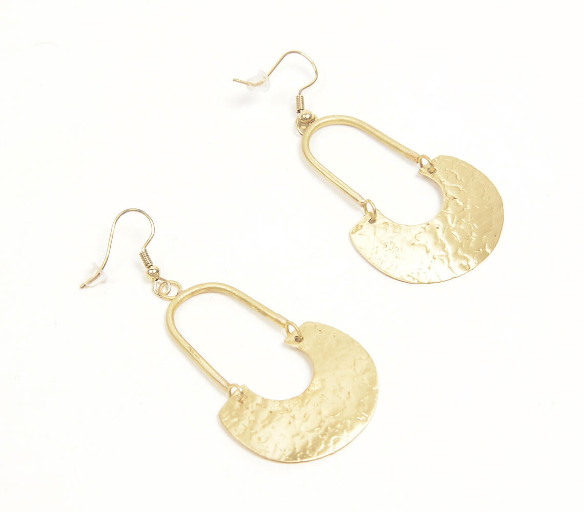 Gold-Toned Brass Elongated Lock Earrings