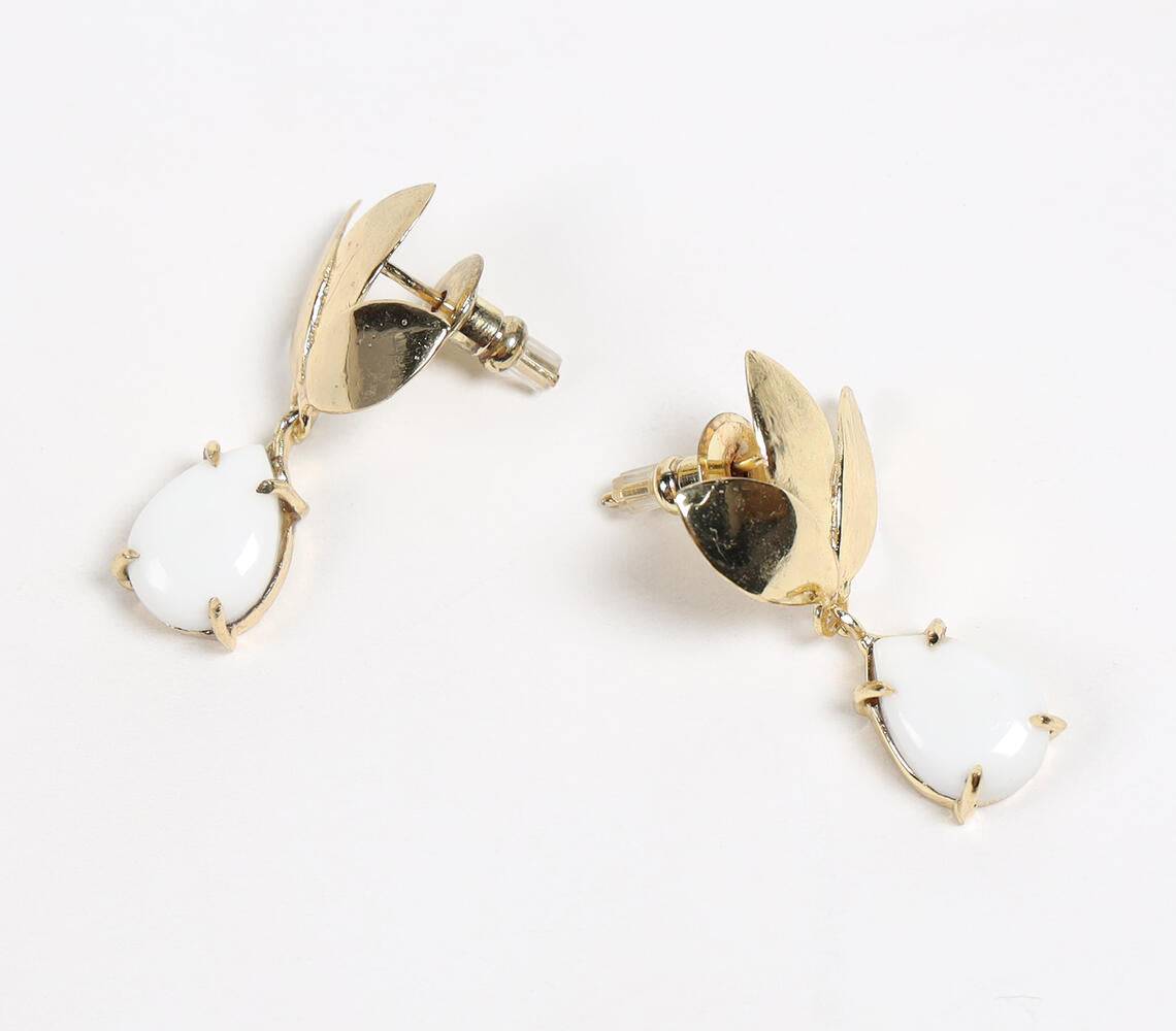 Recycled Brass & Agate Floral Drop Earrings