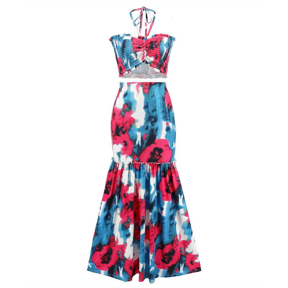 Bohemian Print Dress Two-Piece Women's Clothing