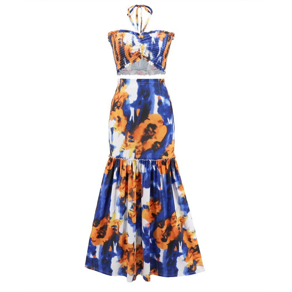 Bohemian Print Dress Two-Piece Women's Clothing