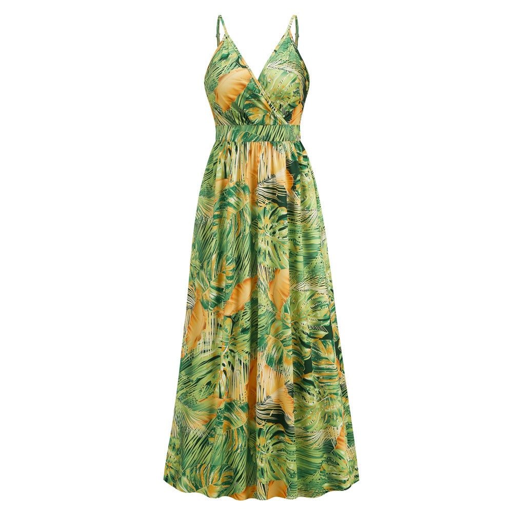 Bohemian Print V-Neck Halter Dress