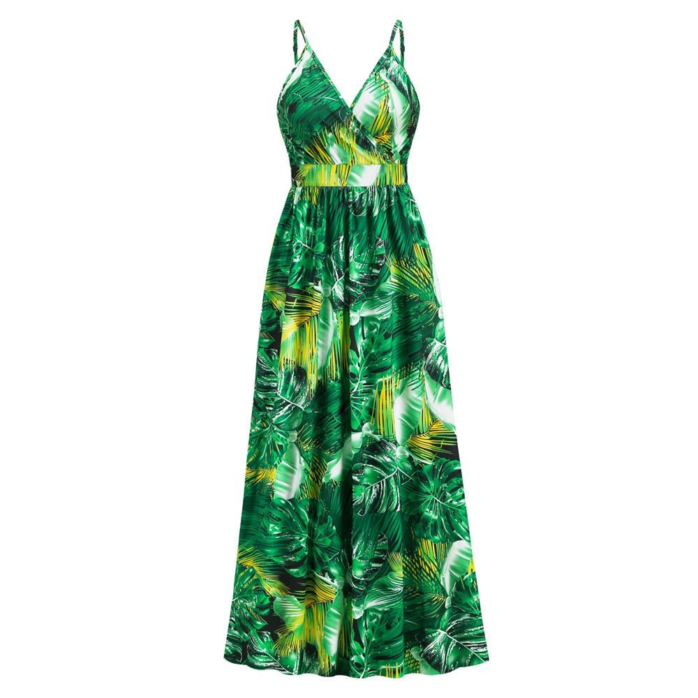 Bohemian Print V-Neck Halter Dress