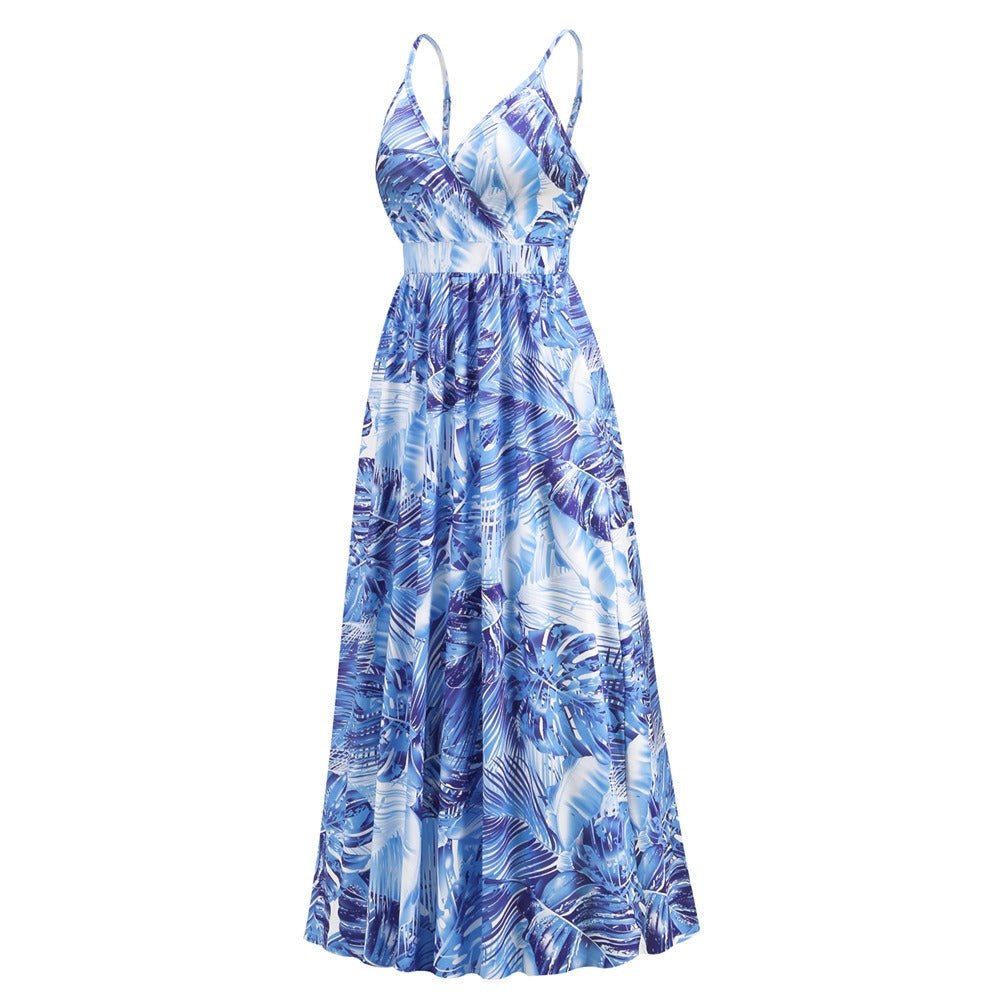 Bohemian Print V-Neck Halter Dress