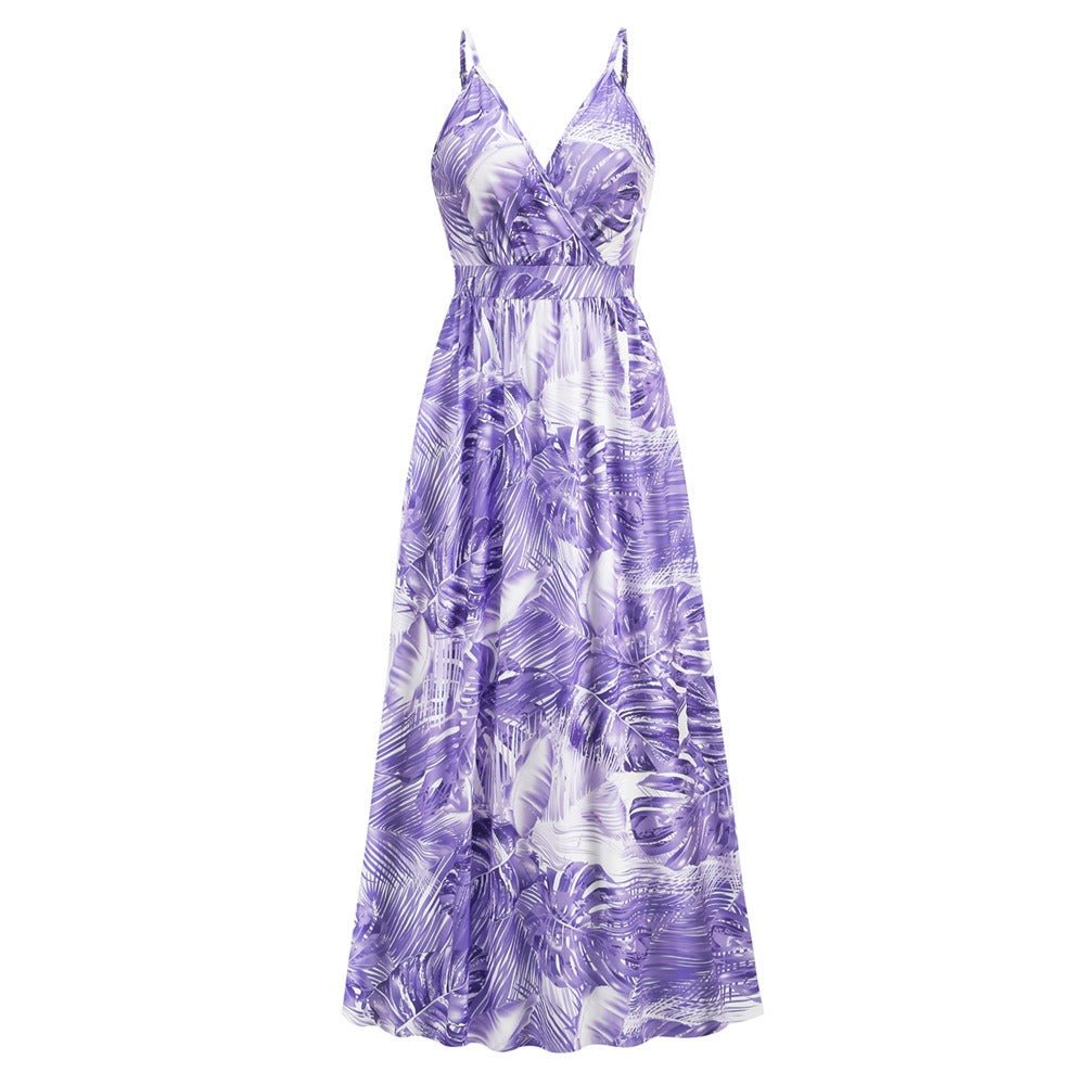 Bohemian Print V-Neck Halter Dress