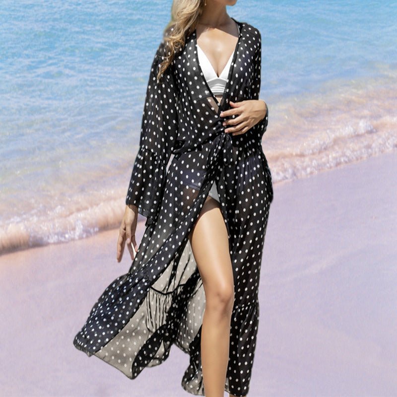 Bohemian Seaside Beach Polka Dot Chiffon Shirt