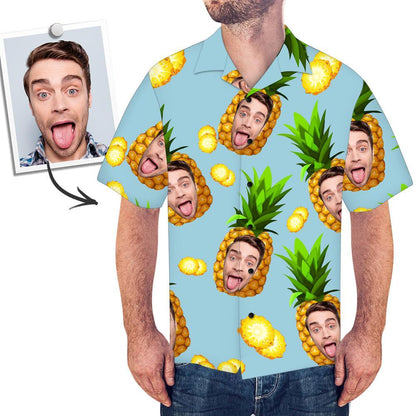 Custom Face Hawaiian Shirts Pineapple Print Men's Beach Shirt