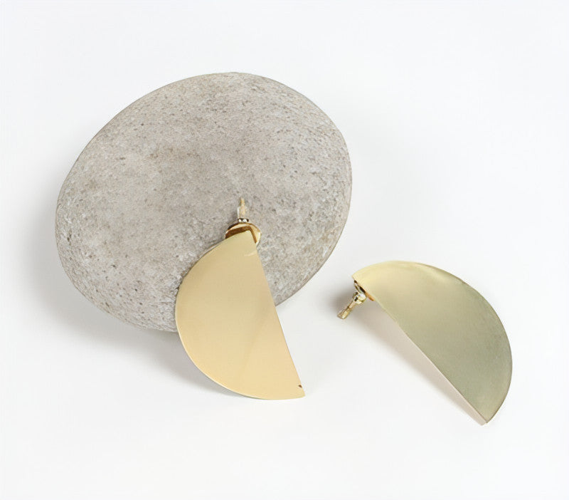 Gold-Toned Recycled Brass Hemicycle Drop Earrings