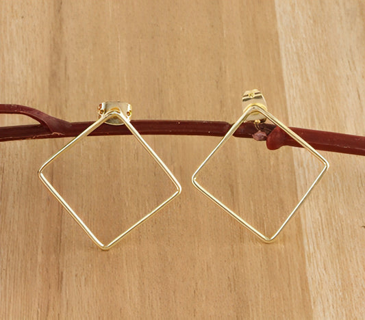 Handcrafted Brass Earrings Square