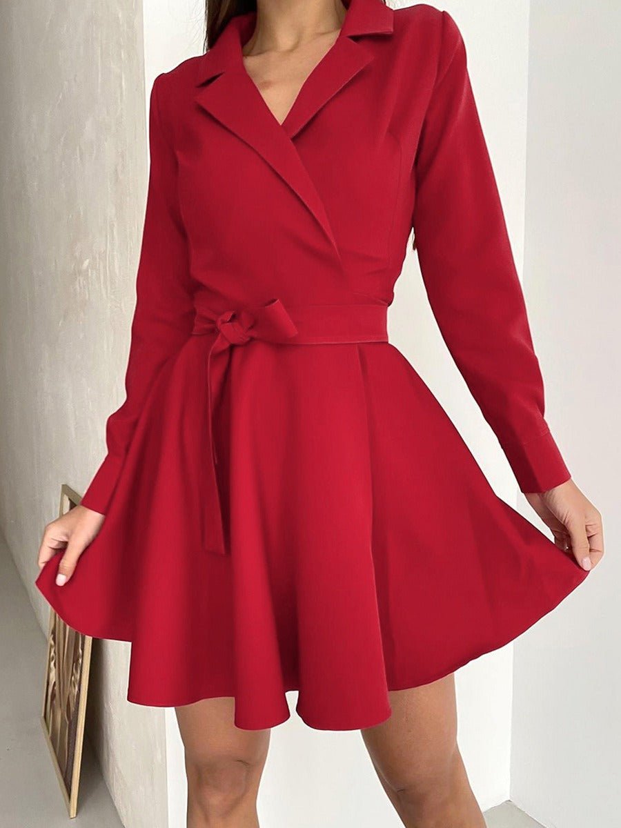 Lace up Dress Bowknot High Waist A-line Dress