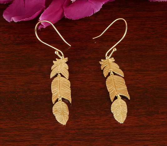 Leaf Shaped Handcrafted Brass Earrings