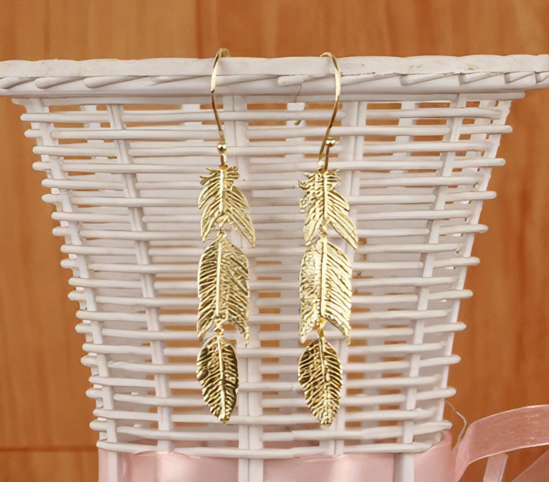 Leaf Shaped Handcrafted Brass Earrings