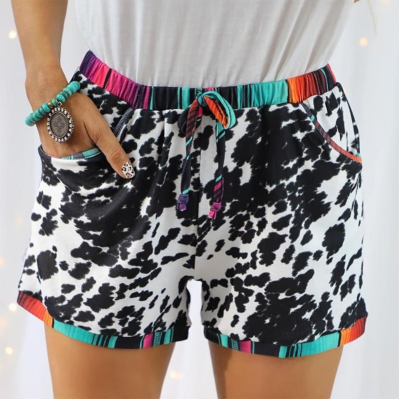 Leopard Print Sports Casual Elastic Shorts