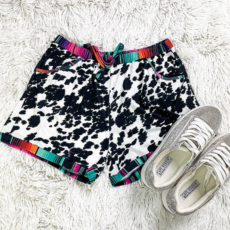 Leopard Print Sports Casual Elastic Shorts