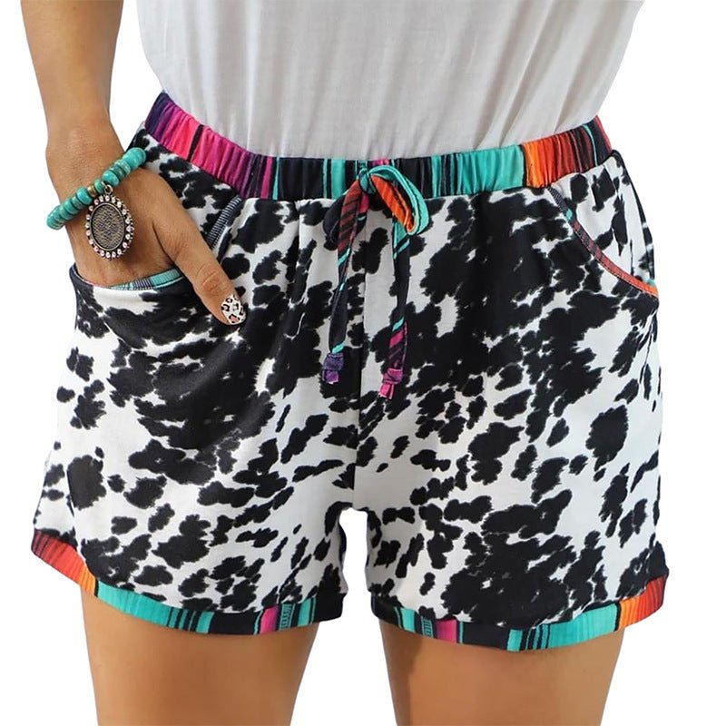 Leopard Print Sports Casual Elastic Shorts