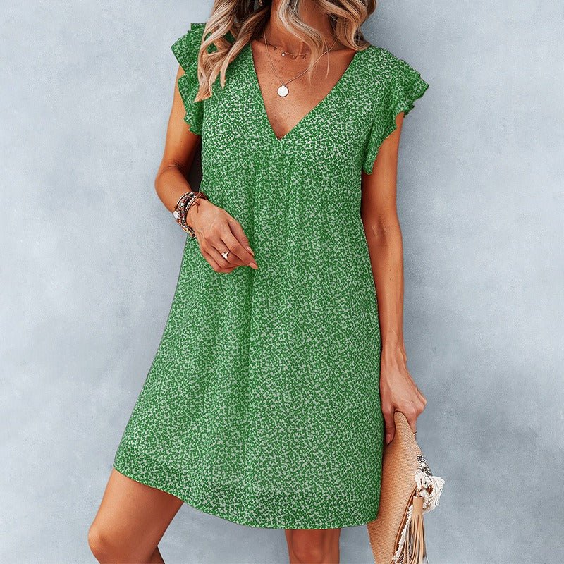 Loose Floral Women's Dresses V-Neck