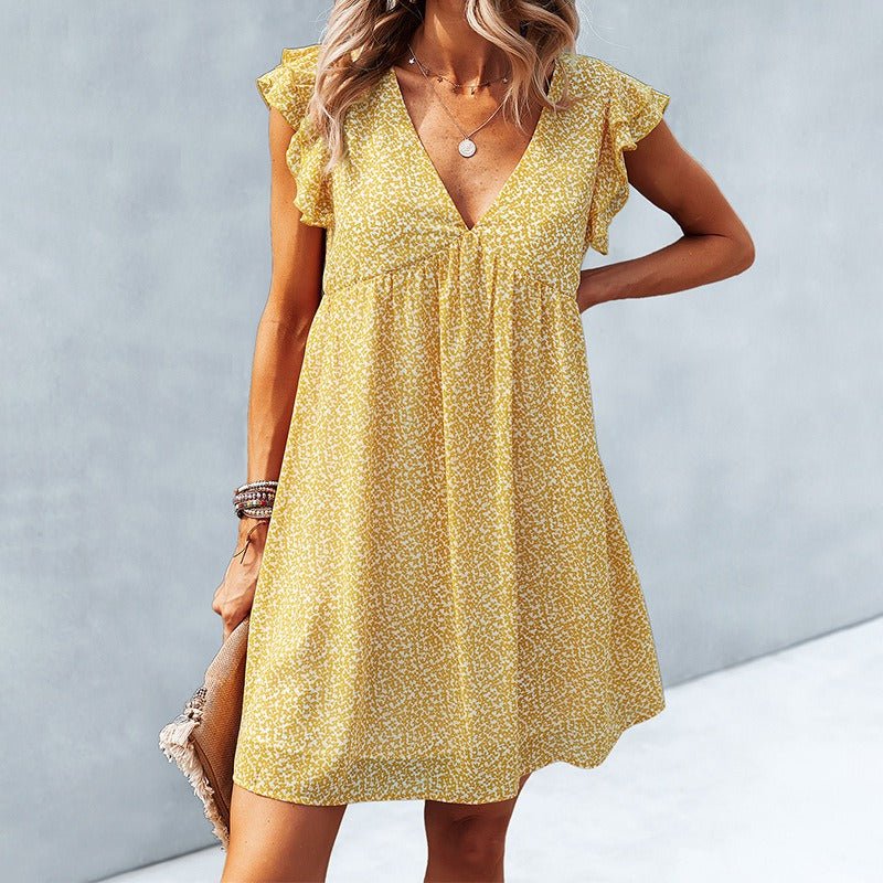 Loose Floral Women's Dresses V-Neck