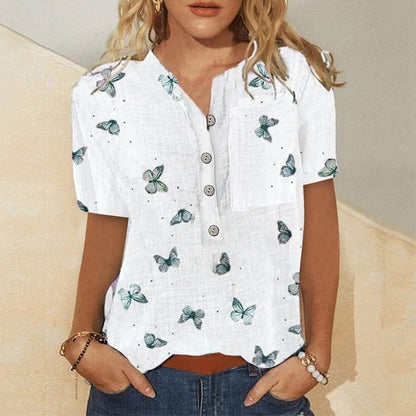 Printed Loose Casual Leaf Women's Shirt