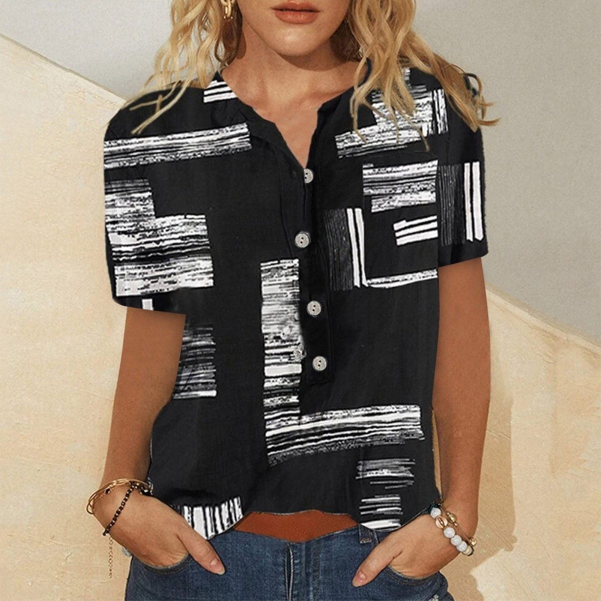 Printed Loose Casual Leaf Women's Shirt