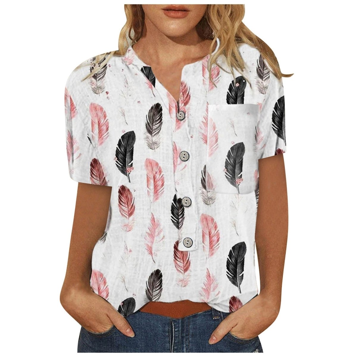 Printed Loose Casual Leaf Women's Shirt