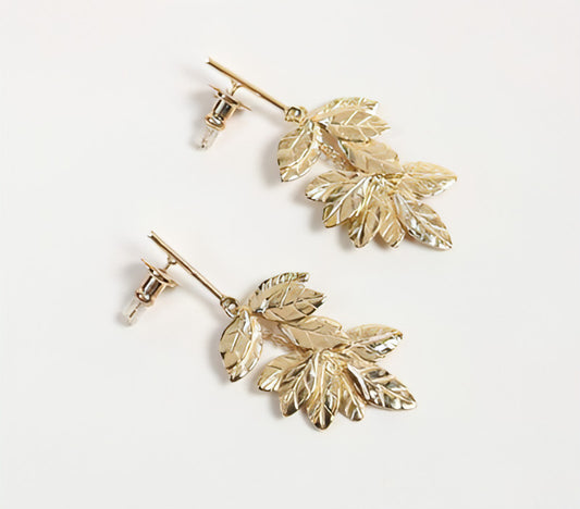 Recycled Brass Textured Leaves Earrings