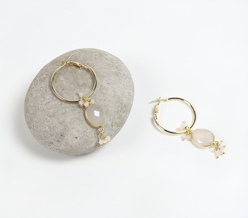 Recycled Sustainable Brass and Natural Agate Store Earrings