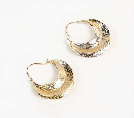 Recyled Brass Textured Huggie Earrings