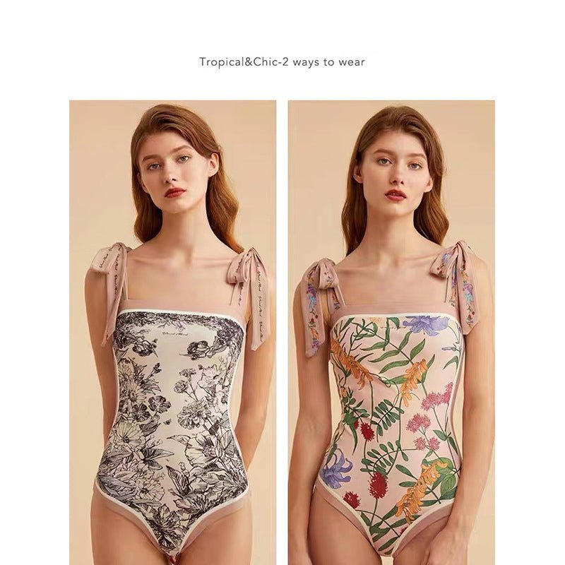 Retro French Double Sided Print Swimsuit