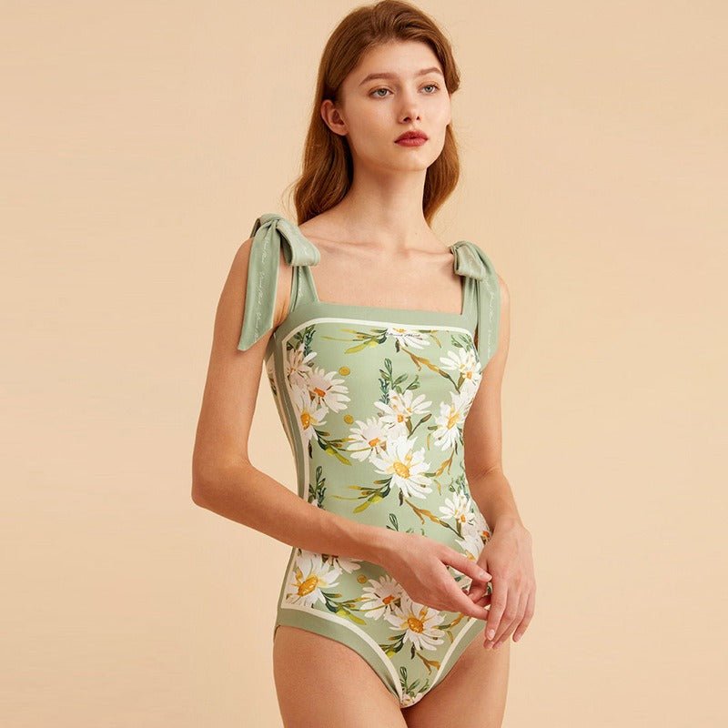 Retro French Double Sided Print Swimsuit