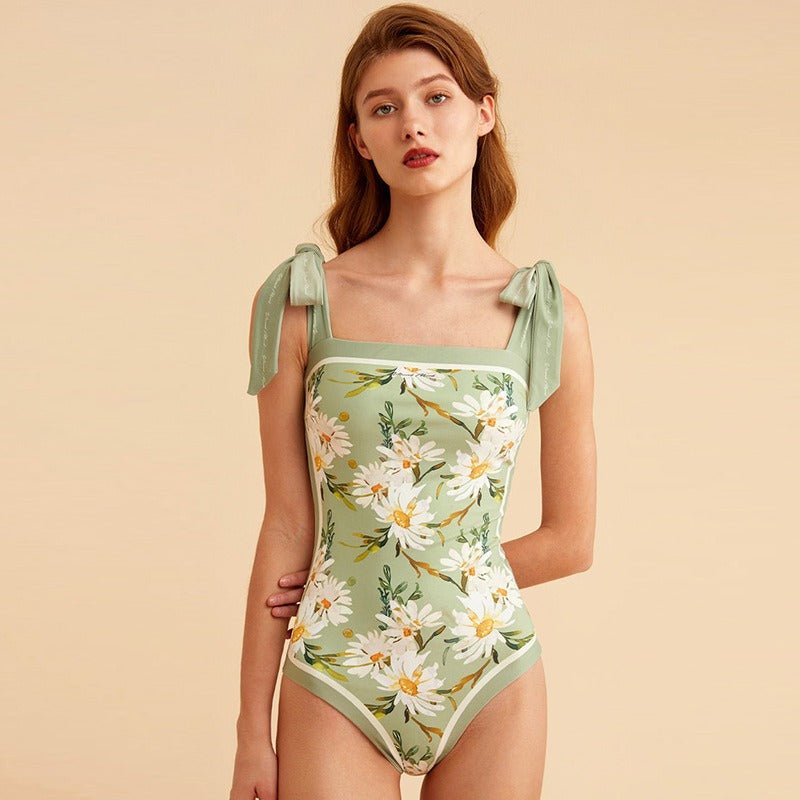 Retro French Double Sided Print Swimsuit