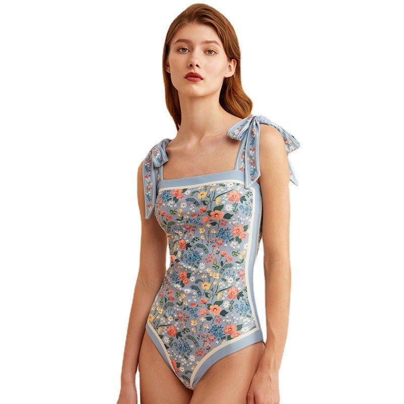 Retro French Double Sided Print Swimsuit